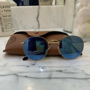 blue lens round frame Ray Bans